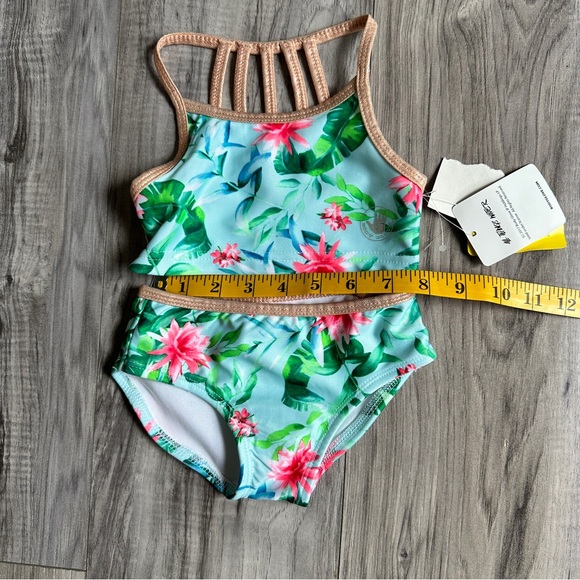 NWT: Girls 2T , 2 piece bikini, bathing suit. Floral pattern- by Body Glove - Picture 2 of 9